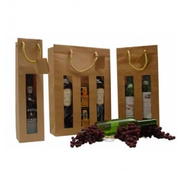 Sac bouteille fenêtre brun lisse Sac bouteille fenêtre brun lisse