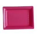 12 Assiettes rectangulaires plastiques fuchsia 27.5x20 cm