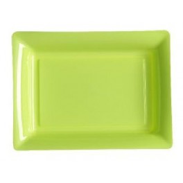 12 Assiettes rectangulaires plastiques vert anis 27.5x20 cm