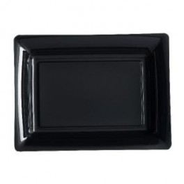 12 Assiettes rectangulaires plastiques noir 27.5x20 cm