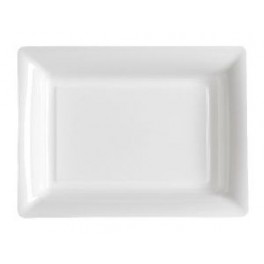 12 Assiettes rectangulaires plastiques blanc 27.5x20 cm