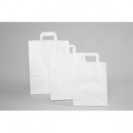 50 sacs papier blanc lisse poignées plates 50 sacs papier blanc lisse poignées plates