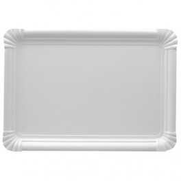 125 Assiettes carton "pure" rectangulaire 24 cm x 33 cm blanc