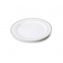 20 Assiettes blanches plastique rigides liseré or 19 cm